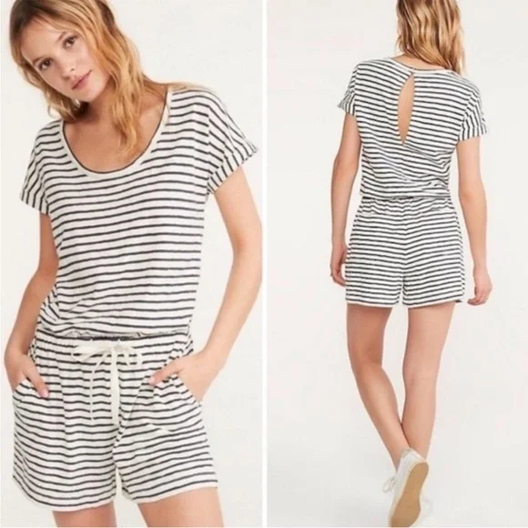 Lou & Grey for Loft Nautical Striped Romper. Size Medium. - Picture 9 of 9